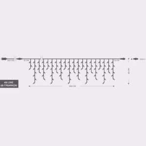 ΒΡΟΧΗ, 288 LED 3mm, 36V ΜΕΤΑΣΧΗΜΑΤΙΣΤΗ, 4 ΕΠΕΚΤΑΣΕΙΣ ΕΩΣ 3 ΣΕΤ, ΔΙΑΦΑΝΟ PVC ΚΑΛΩΔΙΟ, ΘΕΡΜΟ ΛΕΥΚΟ LED (H60 x W600cm, 5/7/5/7), ΠΡΟΕΚΤΑΣΗ ΠΑΡΟΧΗΣ 3m, ΙΡ44 600-11358