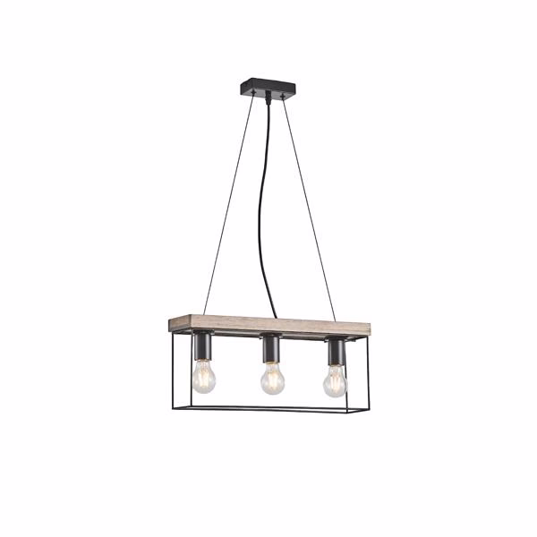 ΦΩΤΙΣΤΙΚΟ ΚΡΕΜΑΣΤΟ ΞΥΛO-ΜΕΤΑΛΛO 3ΦΩΤΟ 3XΕ27 Max 15W 480X125X1230mm ΜΑΥΡΟ-ΚΑΦΕ ARTE ILLUMINA MULTIPLA 144-30116
