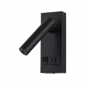 ΑΠΛΙΚΑ ΚΡΕΒΑΤΙΟΥ ΑΝΑΓΝΩΣΗΣ ΜΕ USB TYPE C ΑΛΟΥΜΙΝΙΟ-ΜΕΤΑΛΛΙΚΟ LED 2W 140Lm 3000K 150X60X145mm 100-240AC ΜΑΥΡΗ ARTE ILLUMINA CHARGE  145-22068